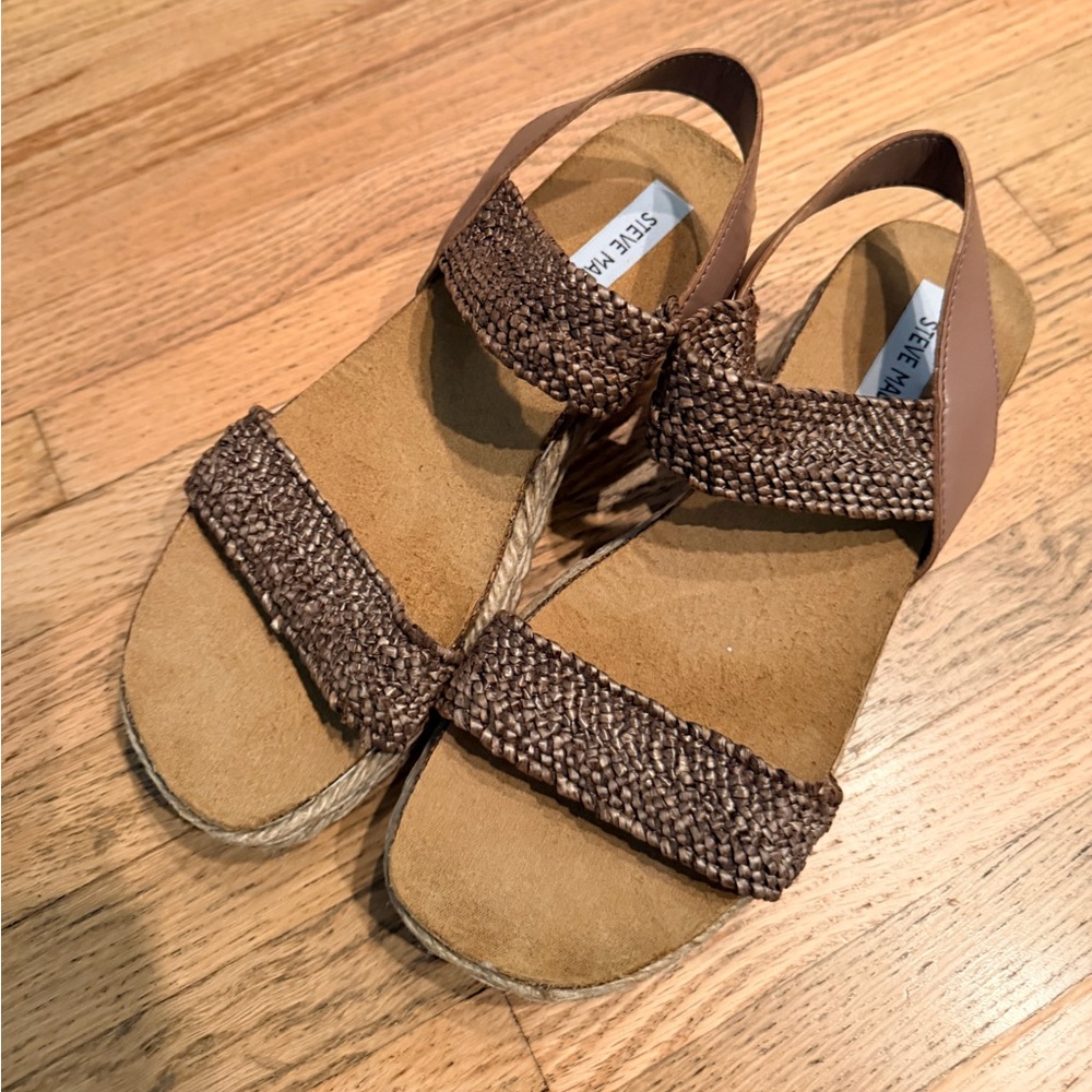 Steve Madden Brown Woven Strap Sandals